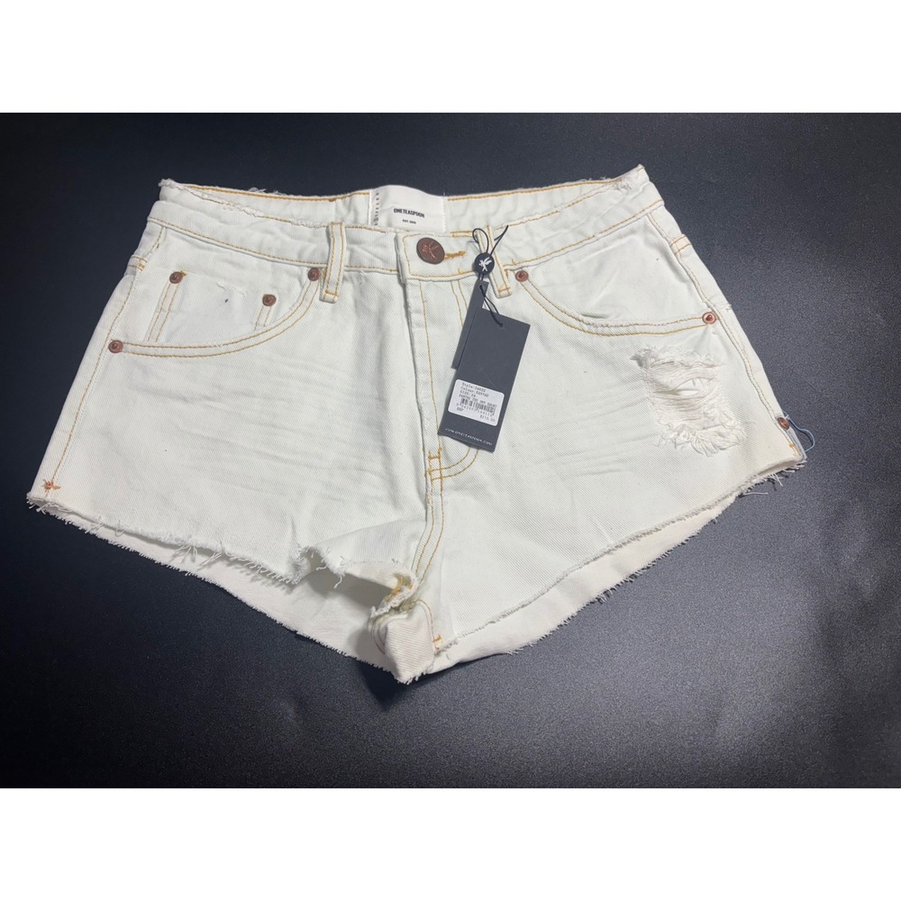 One Teaspoon NEW The One High Waist Cheeky Denim Shorts in Xanthe in Size‎ 28 - Picture 3 of 7
